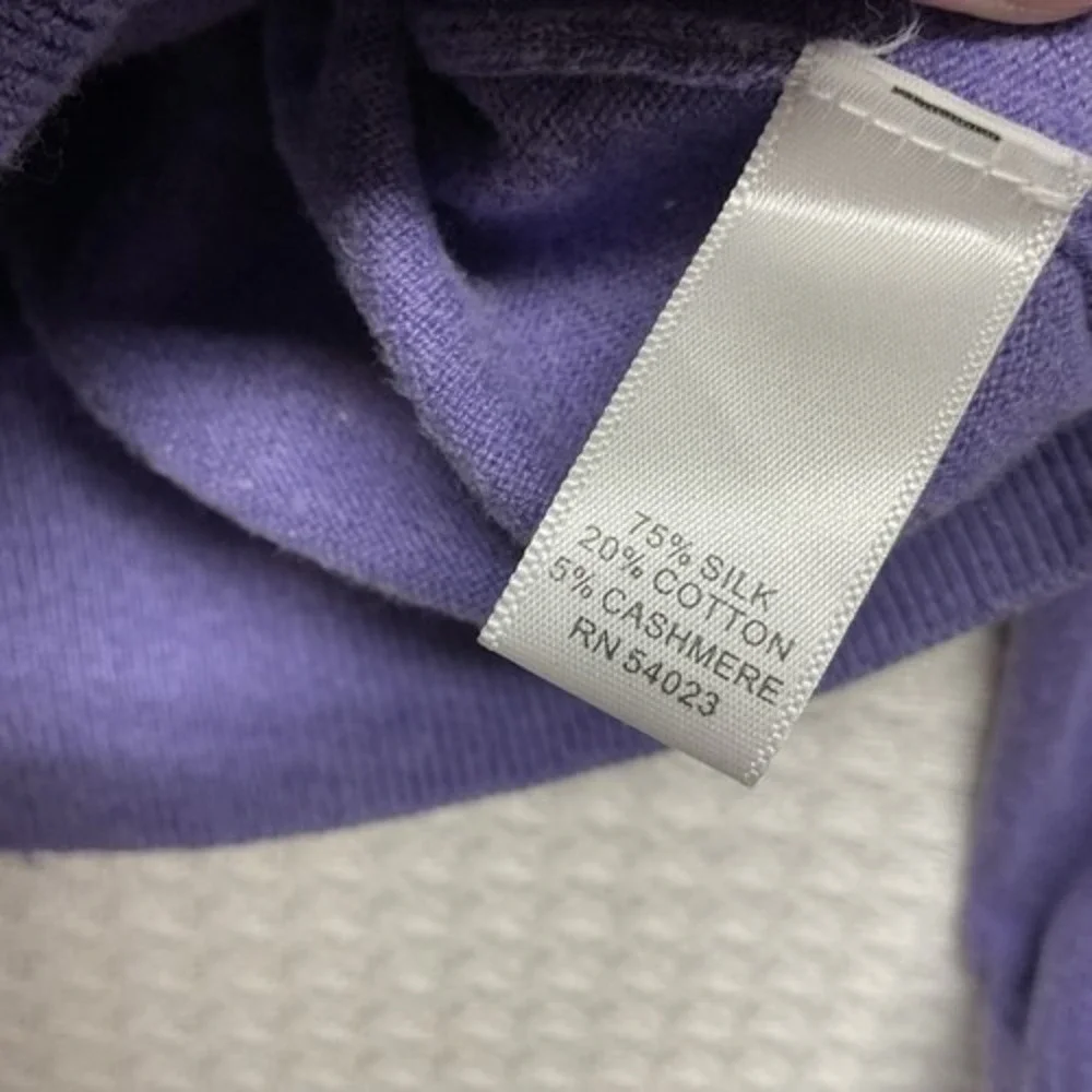 Banana Republic Luxury Blend Purple V-Neck Sweater Men L China Silk/Cotton/Cashm